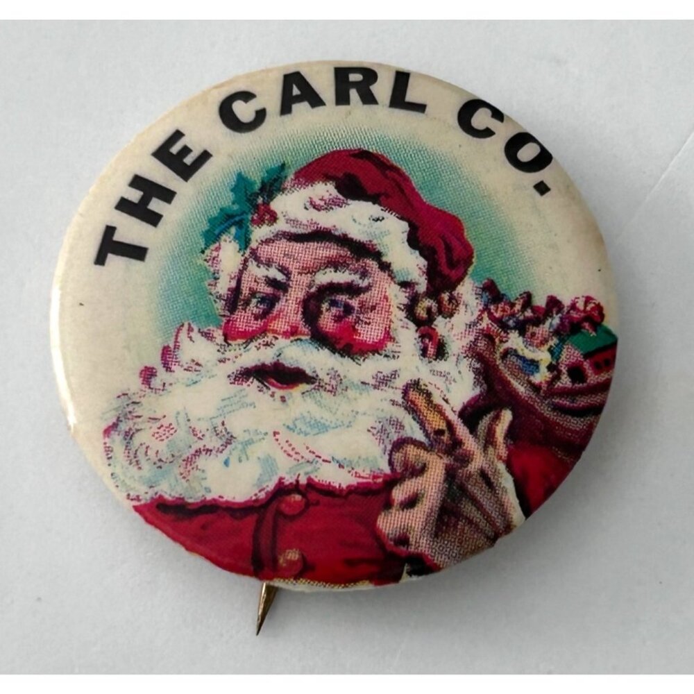 Vintage The Carl Co. Santa Claus Pinback Button Christmas Holiday